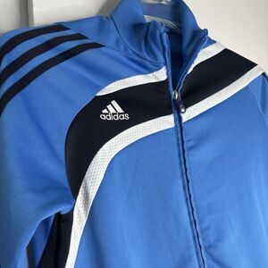 Adidas Climacool Full Zip Jacket Blue White‎ Women's Sz S Drawstring Athleisure